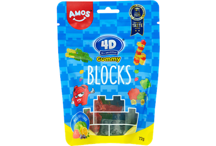 Amos 4D Fruit Gummy Blocks 72g