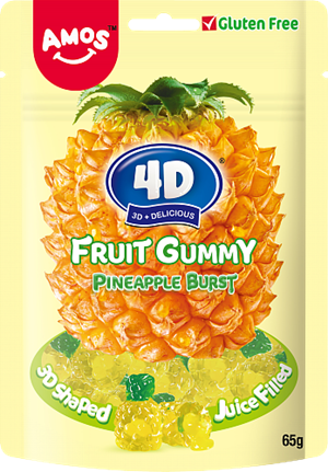 Amos 4D Fruit Gummy Pineapple 65g