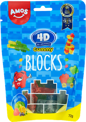 Amos 4D Fruit Gummy Blocks 72g